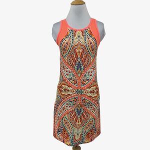 Nanette Lepore Dress Womens XS Extra Small Nectarine Paisley Cutout Back Padded